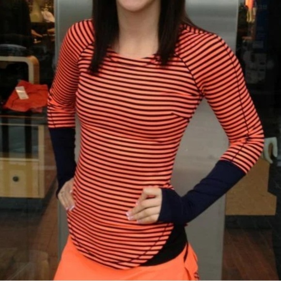 Lululemon First Base Reflective 8 10 Long Sleeve Inkwell Light Flare Striped Top - Picture 2 of 10